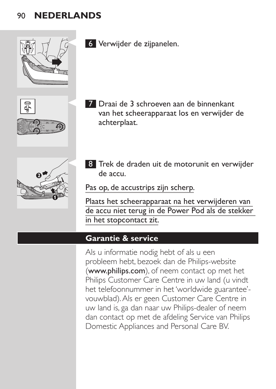 Garantie & service | Philips Afeitadora eléctrica User Manual | Page 88 / 124