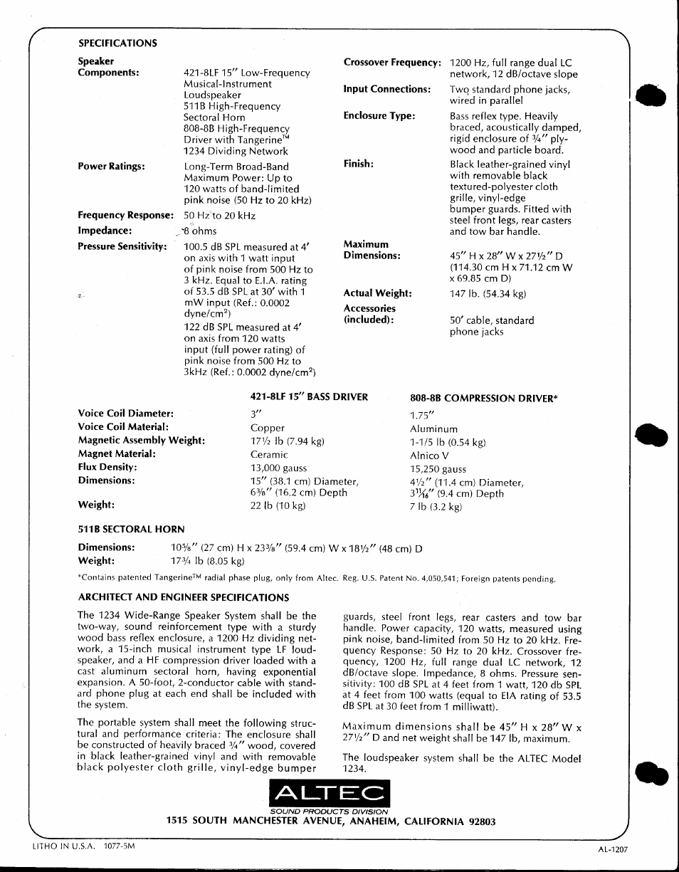 Altfeic | Altec Lansing 1234 User Manual | Page 2 / 2