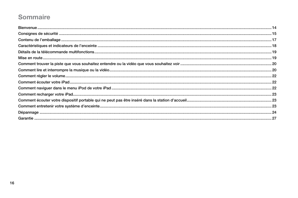 Sommaire | Altec Lansing Octiv Theater MP450 User Manual | Page 18 / 60