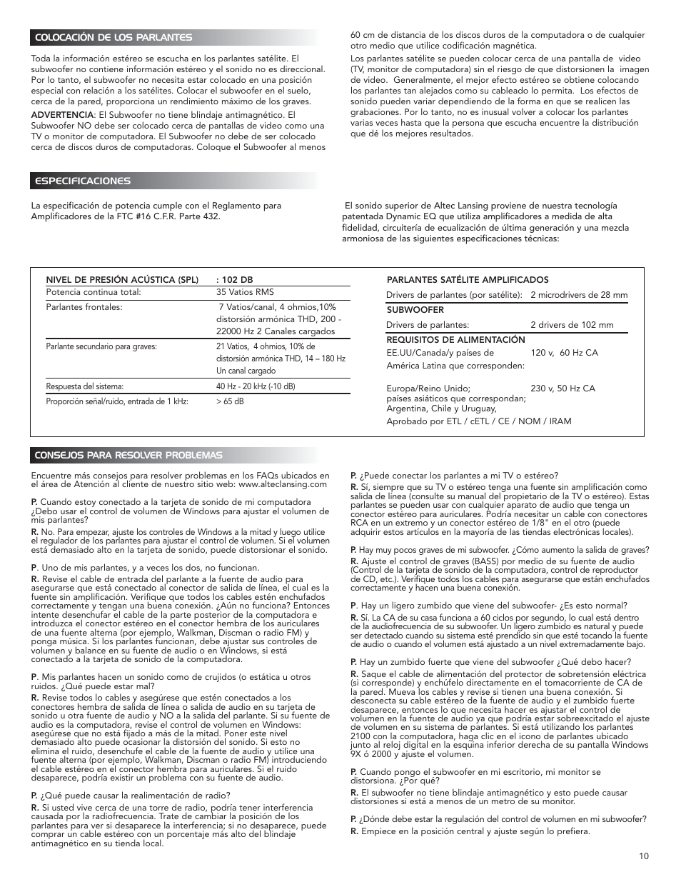 Altec Lansing 2100 User Manual | Page 11 / 16