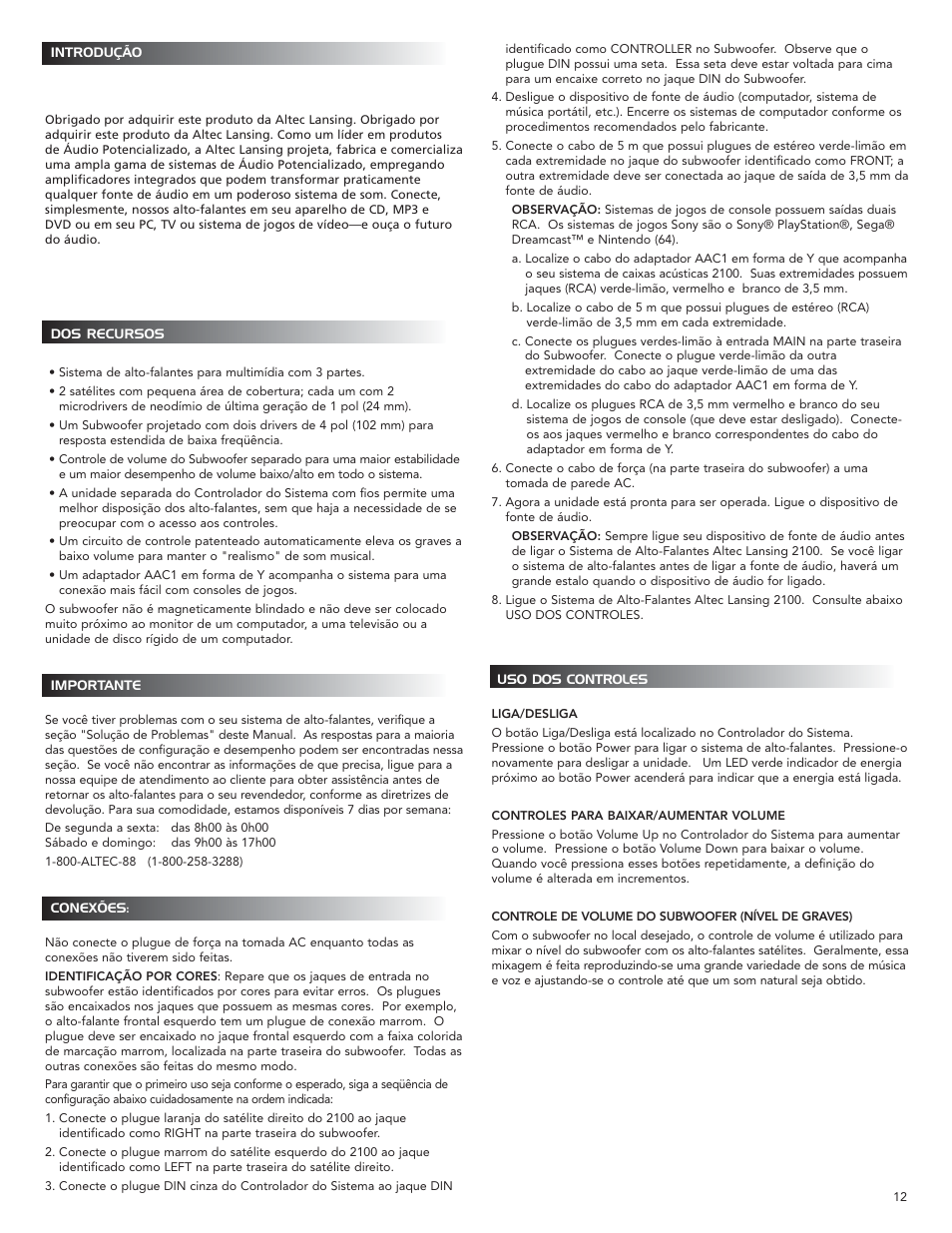 Altec Lansing 2100 User Manual | Page 13 / 16