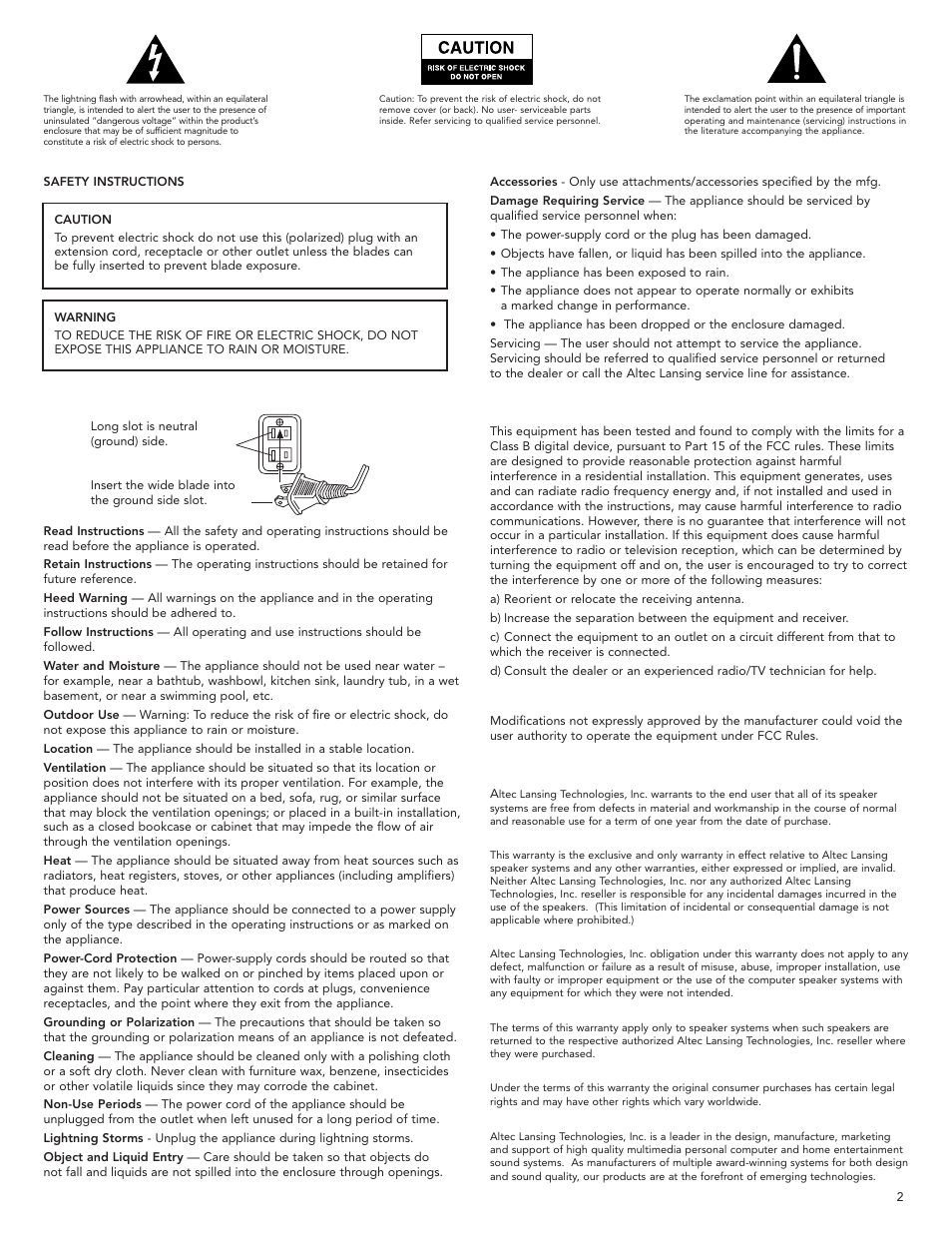 Altec Lansing 2100 User Manual | Page 3 / 16