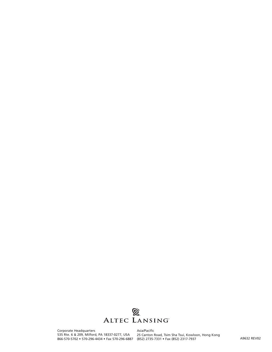 Altec Lansing 3151 User Manual | Page 20 / 20