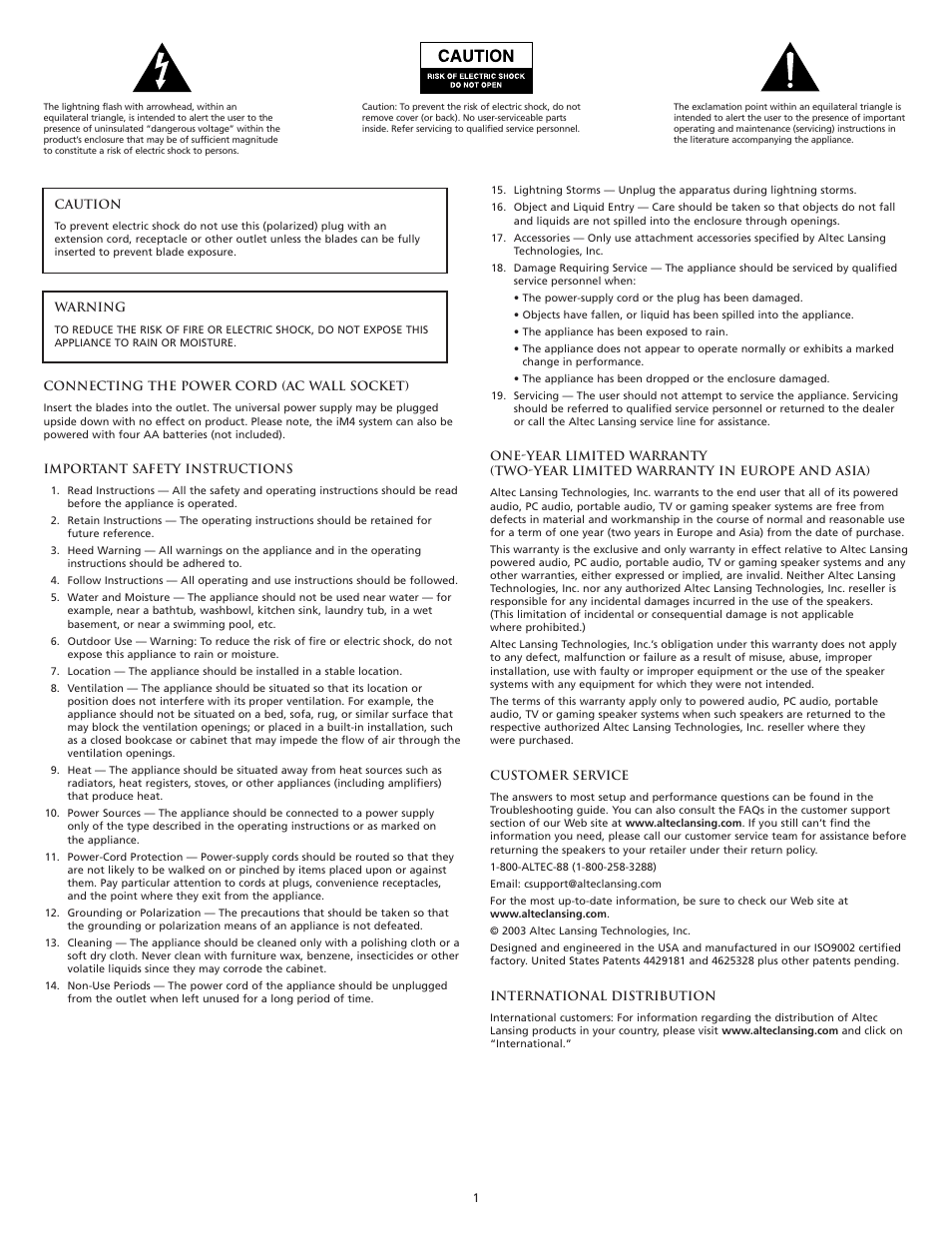 Altec Lansing iM4 User Manual | Page 3 / 34