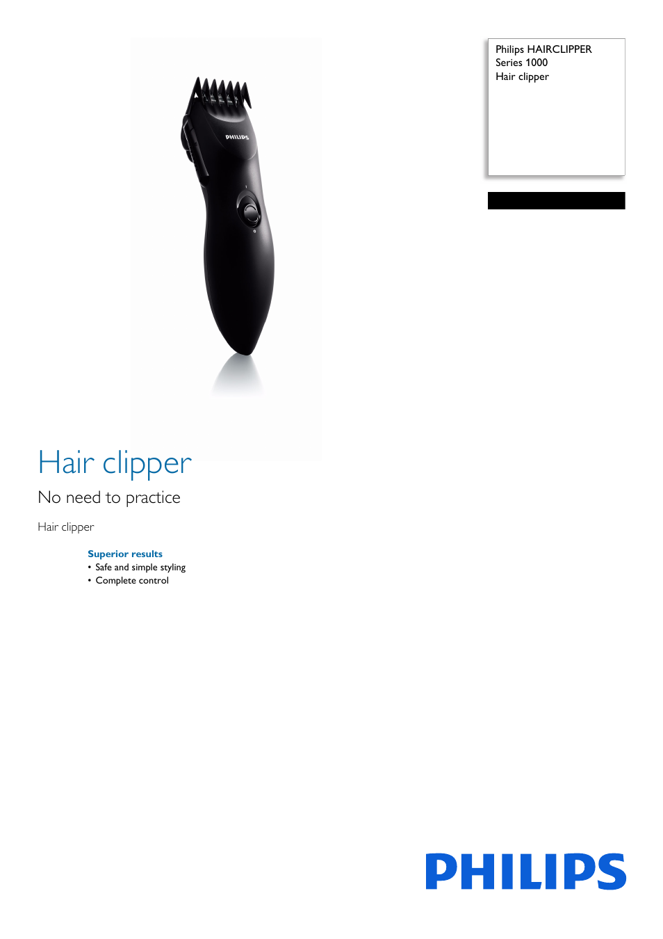Philips HAIRCLIPPER Series 1000 Cortapelos User Manual | 2 pages