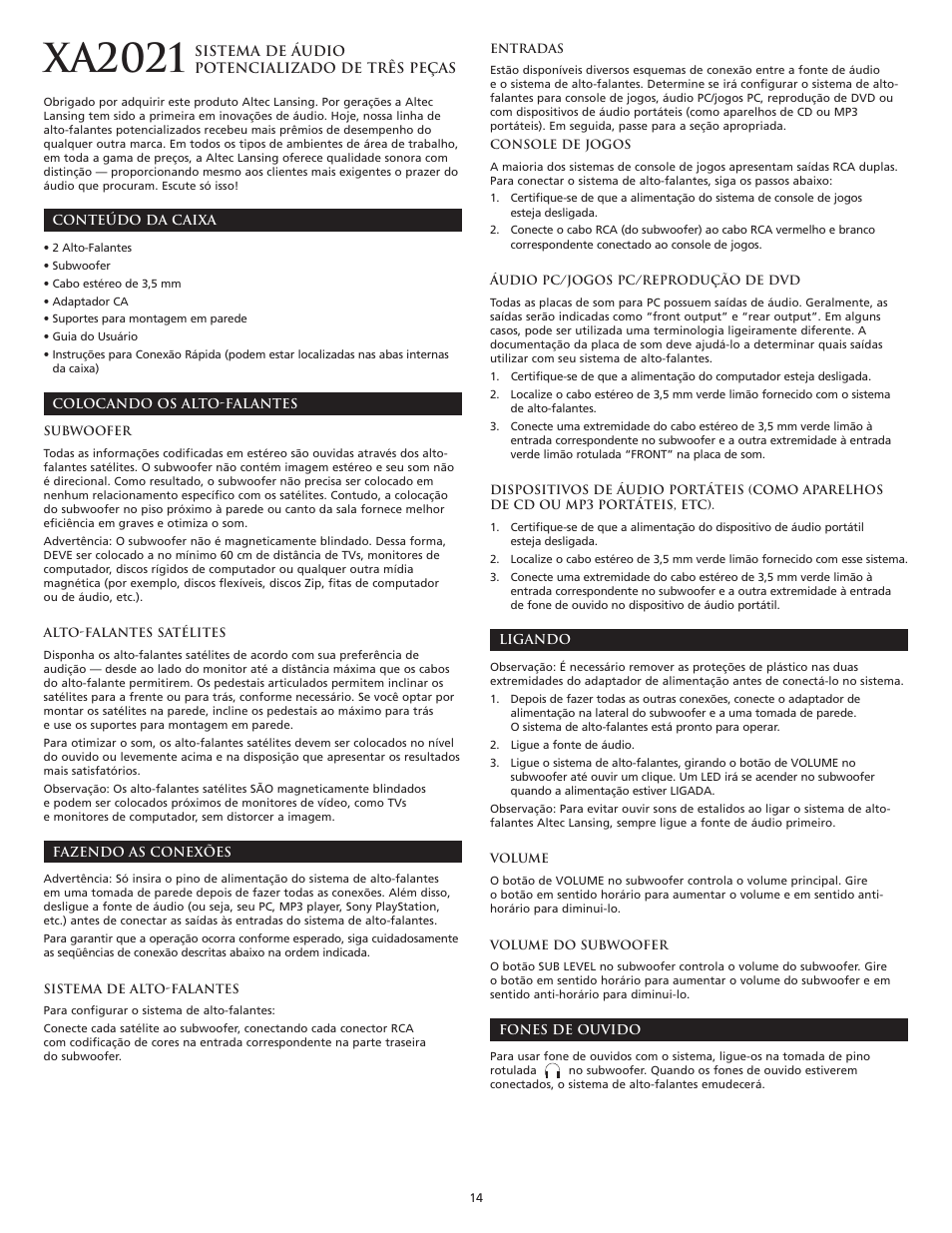 Xa2021 | Altec Lansing XA2021 User Manual | Page 16 / 20