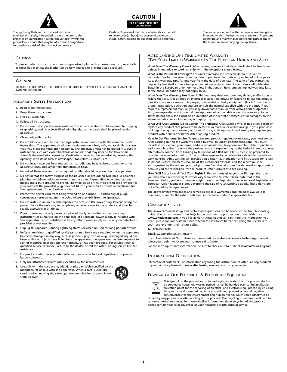 Altec Lansing M602 User Manual | Page 2 / 32