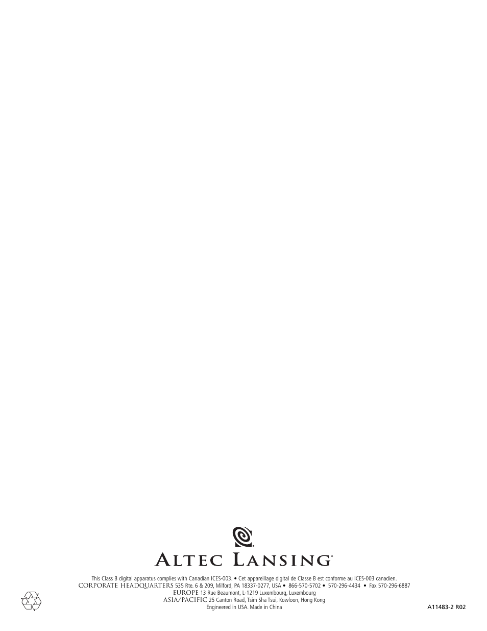 Altec Lansing M602 User Manual | Page 32 / 32
