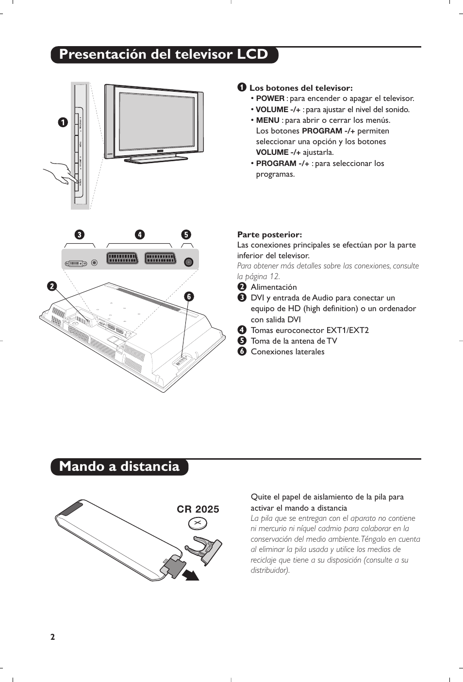 Presentación del televisor lcd mando a distancia | Philips Flat TV User Manual | Page 146 / 256