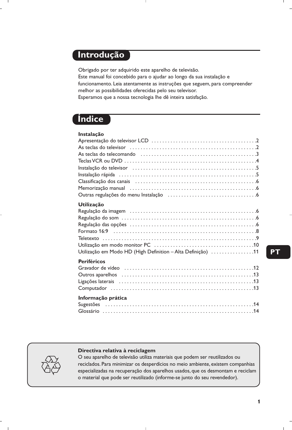 Introdução índice | Philips Flat TV User Manual | Page 159 / 256