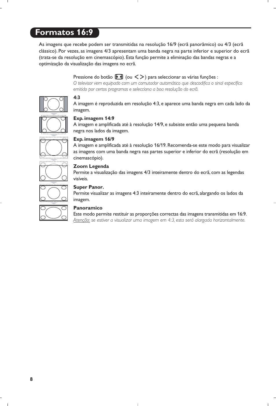 Formatos 16:9 | Philips Flat TV User Manual | Page 166 / 256