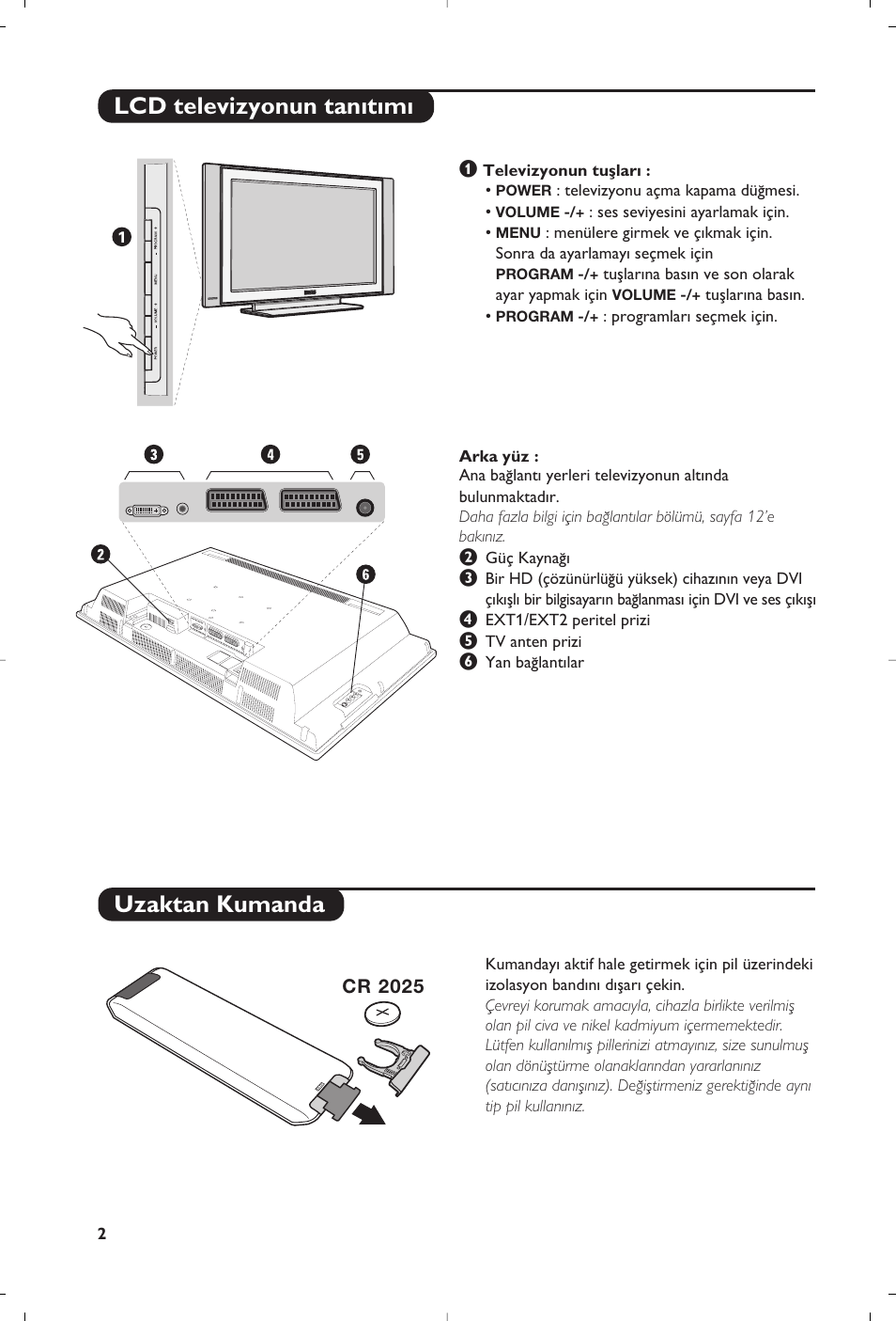 Lcd televizyonun tan›t›m› uzaktan kumanda | Philips Flat TV User Manual | Page 188 / 256