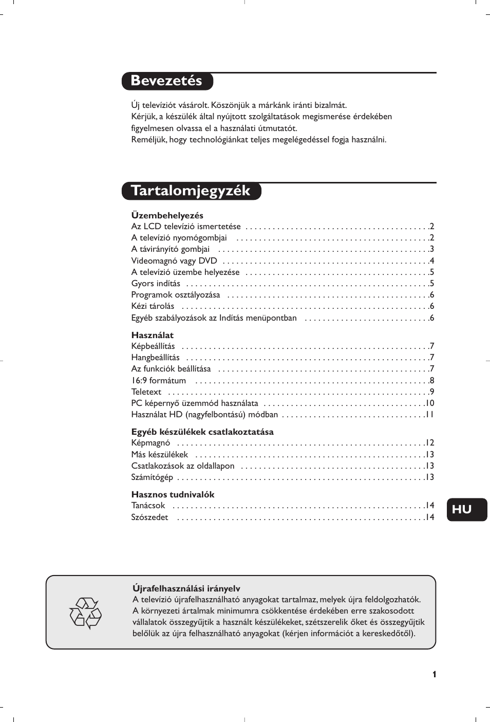 Bevezetés tartalomjegyzék | Philips Flat TV User Manual | Page 201 / 256