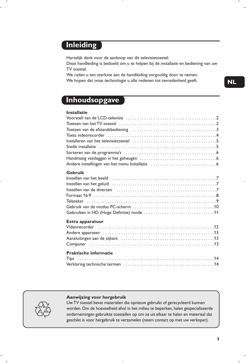 Inleiding inhoudsopgave | Philips Flat TV User Manual | Page 31 / 256