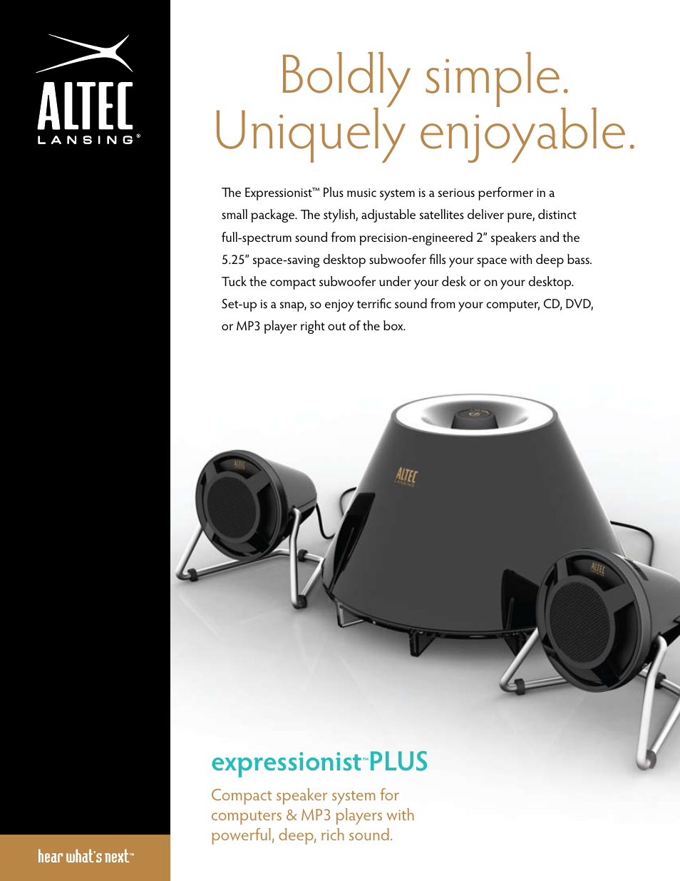 Altec Lansing Expressionist Plus FX3021 User Manual | 2 pages