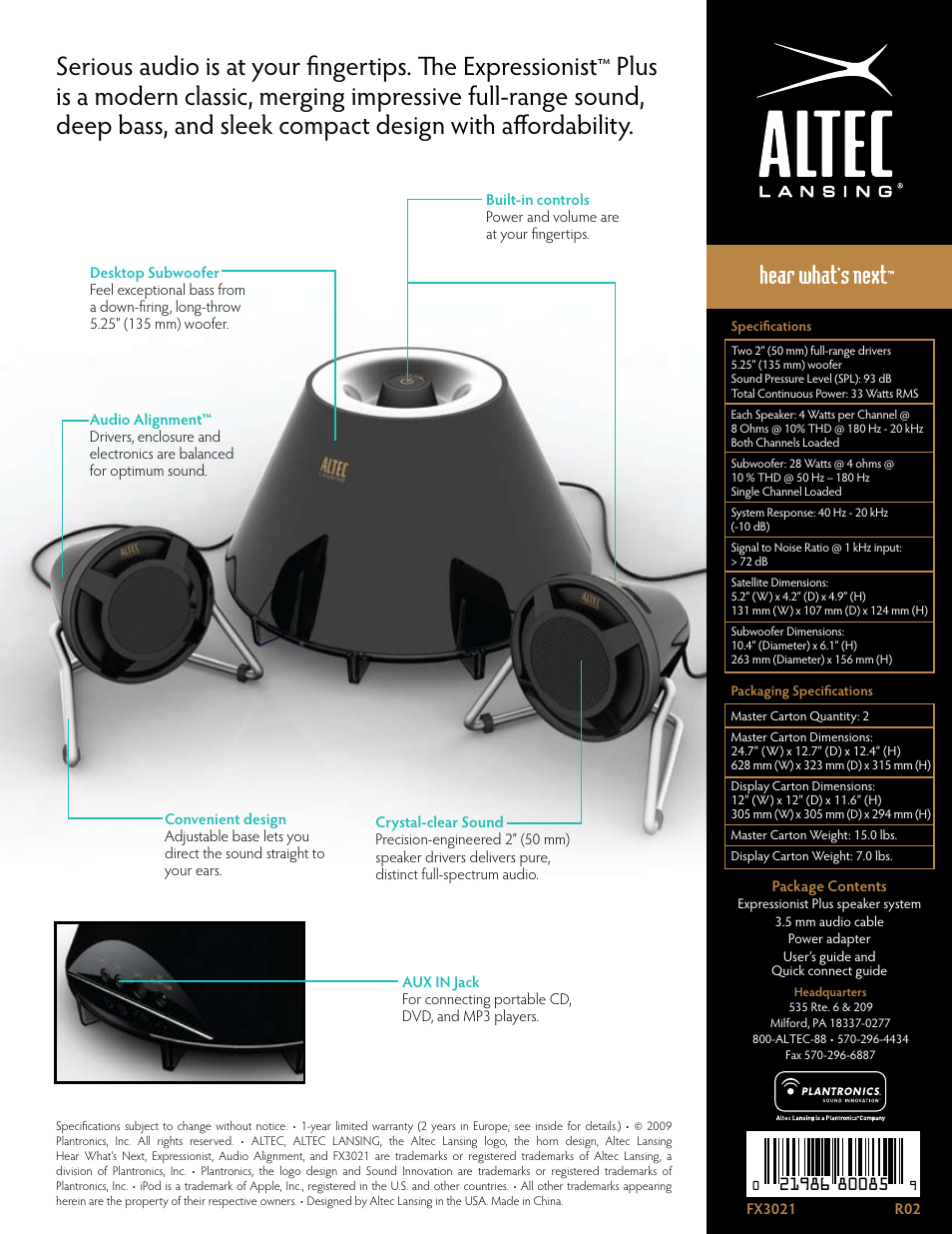 Altec Lansing Expressionist Plus FX3021 User Manual | Page 2 / 2