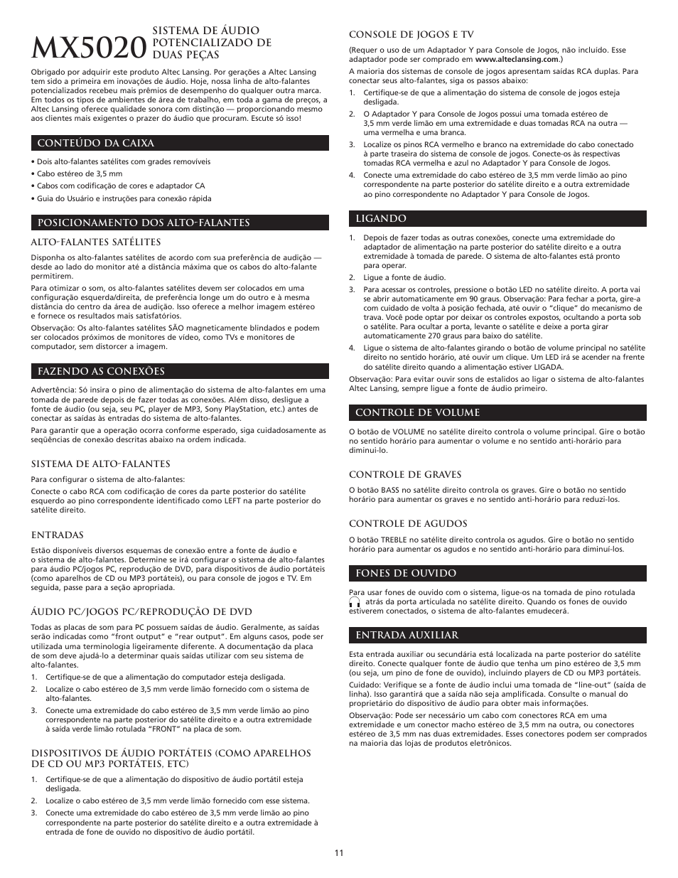 Mx5020 | Altec Lansing MX5020 User Manual | Page 13 / 16