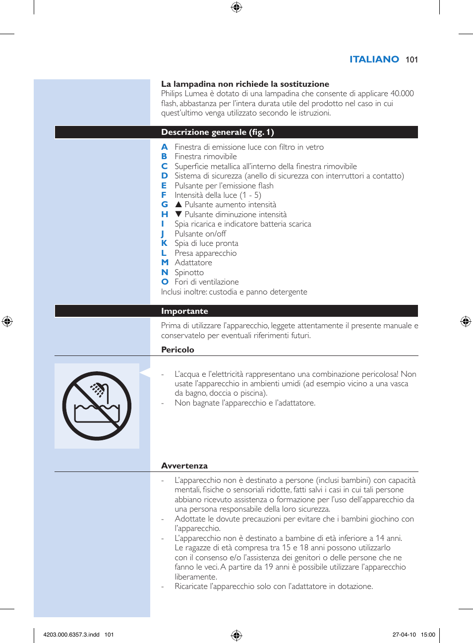 Philips Lumea Sistema de eliminación de vello IPL User Manual | Page 101 / 170