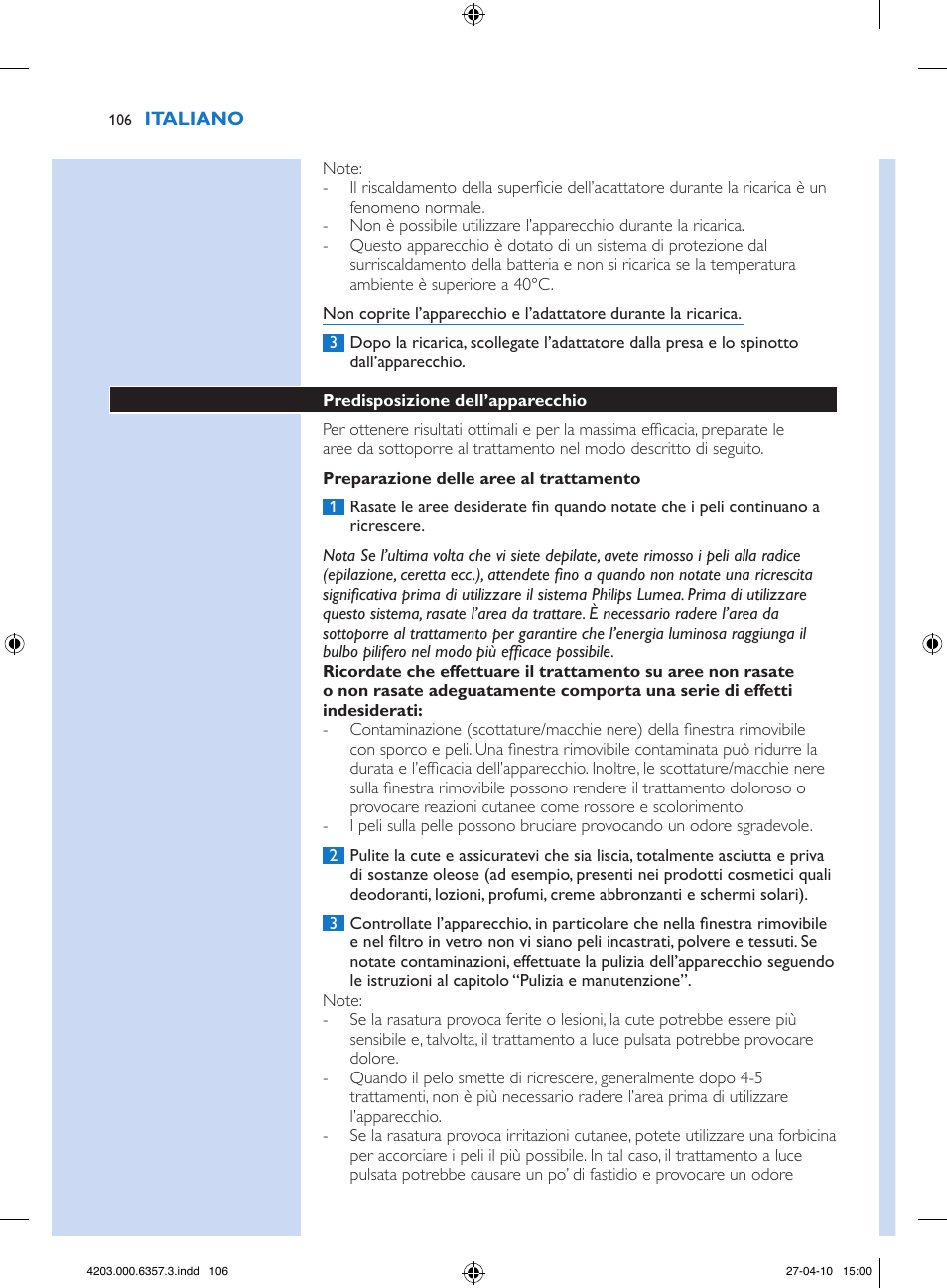 Philips Lumea Sistema de eliminación de vello IPL User Manual | Page 106 / 170