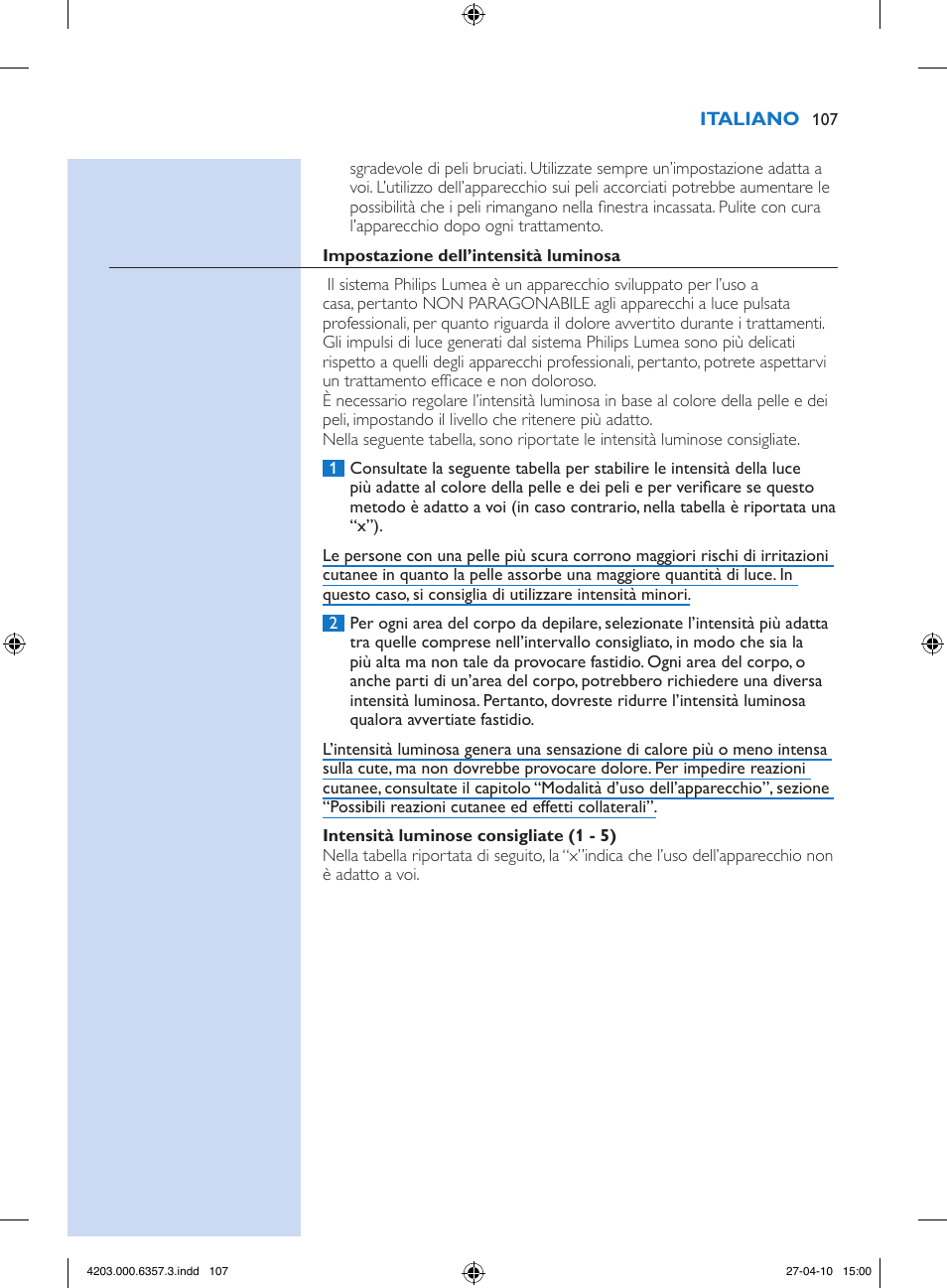 Philips Lumea Sistema de eliminación de vello IPL User Manual | Page 107 / 170