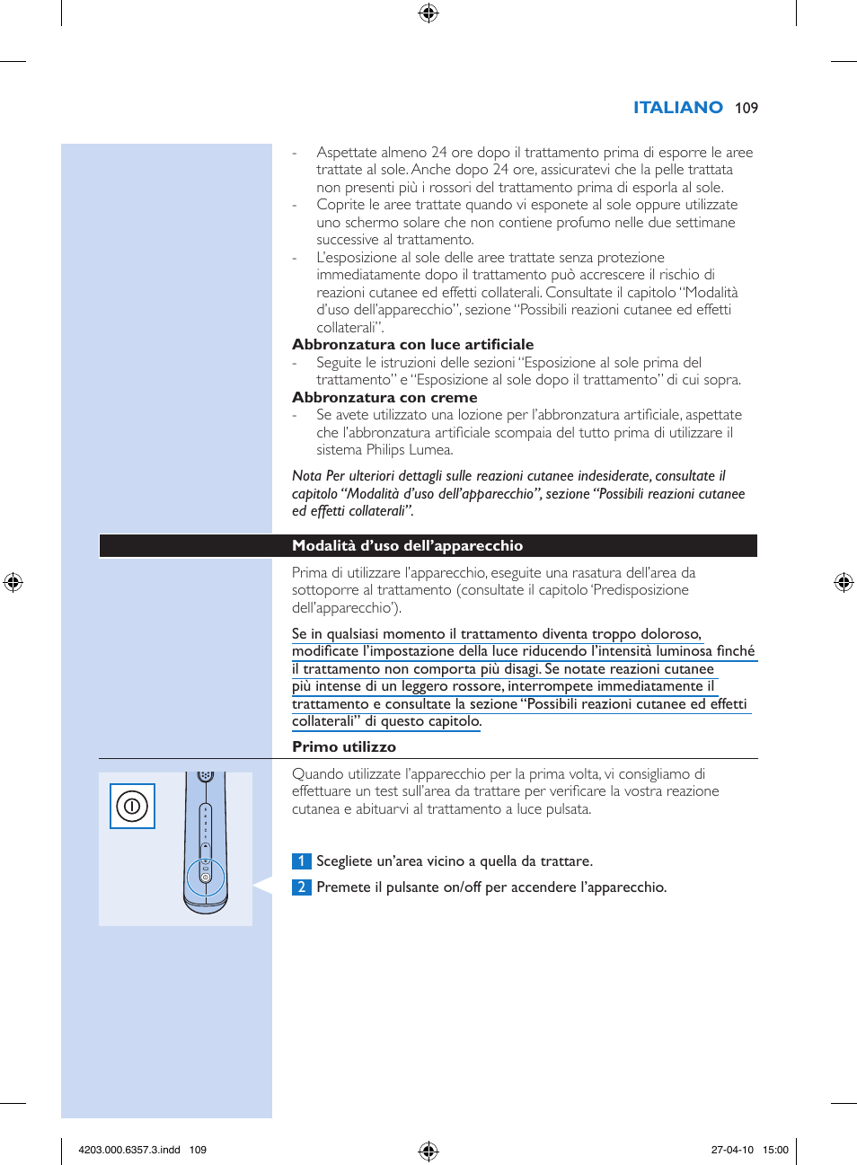 Philips Lumea Sistema de eliminación de vello IPL User Manual | Page 109 / 170