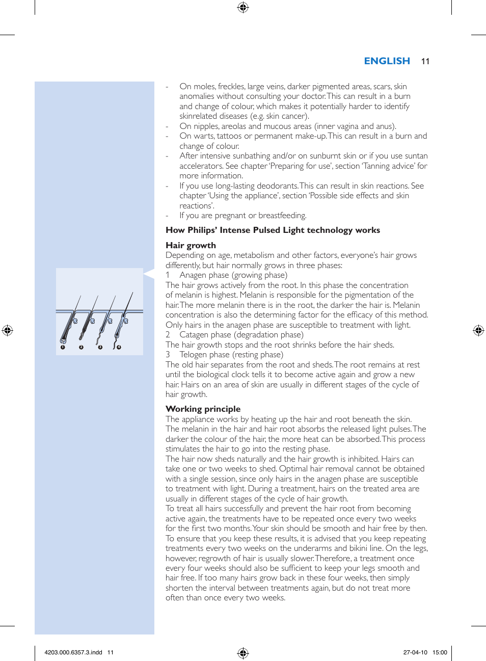 Philips Lumea Sistema de eliminación de vello IPL User Manual | Page 11 / 170