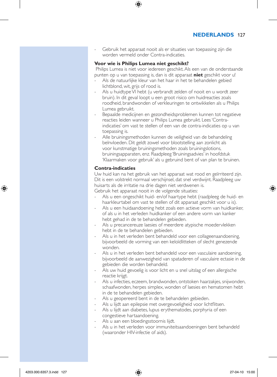 Philips Lumea Sistema de eliminación de vello IPL User Manual | Page 127 / 170