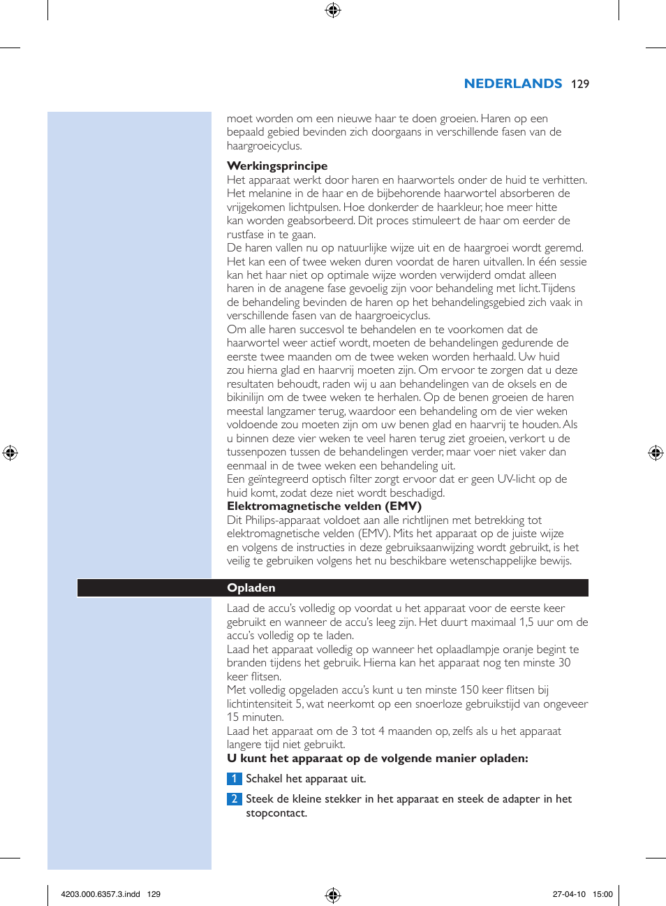 Philips Lumea Sistema de eliminación de vello IPL User Manual | Page 129 / 170