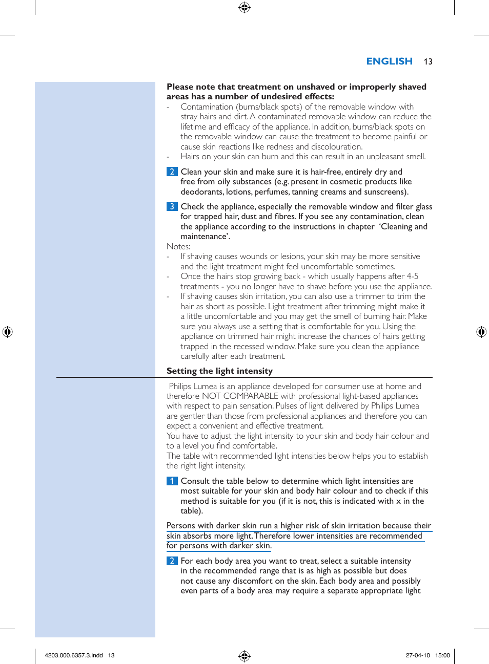 Philips Lumea Sistema de eliminación de vello IPL User Manual | Page 13 / 170