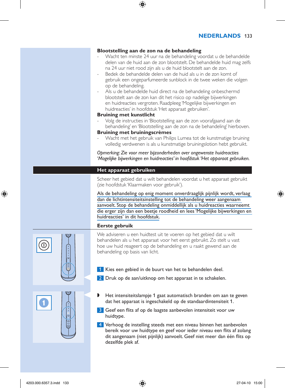 Philips Lumea Sistema de eliminación de vello IPL User Manual | Page 133 / 170