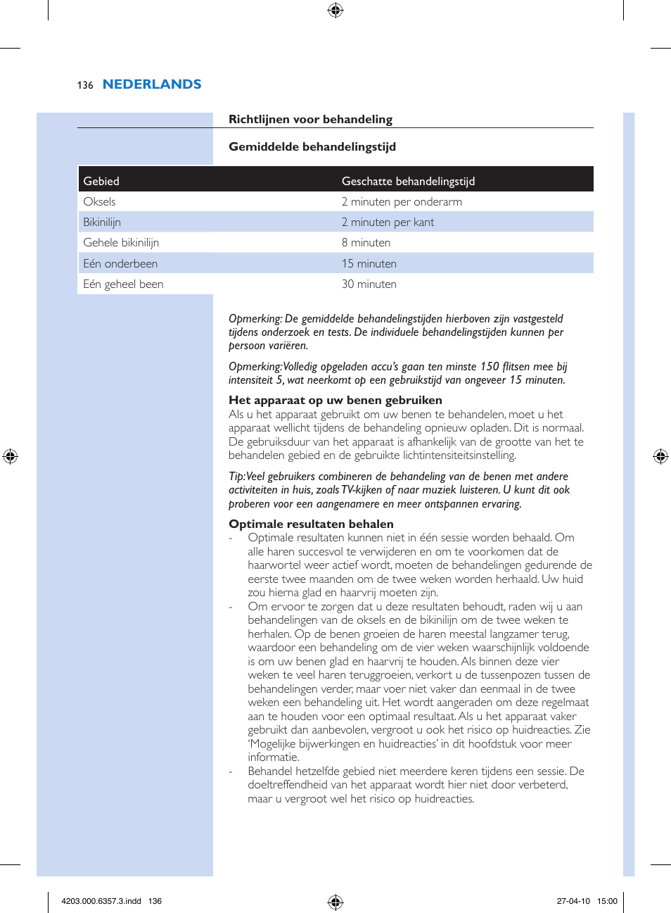 Philips Lumea Sistema de eliminación de vello IPL User Manual | Page 136 / 170