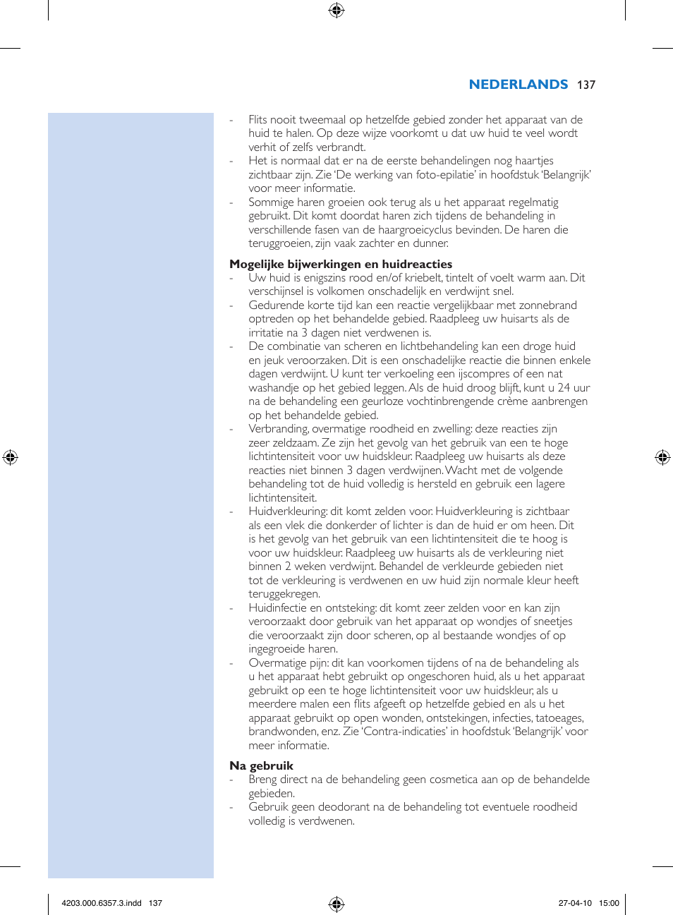 Philips Lumea Sistema de eliminación de vello IPL User Manual | Page 137 / 170