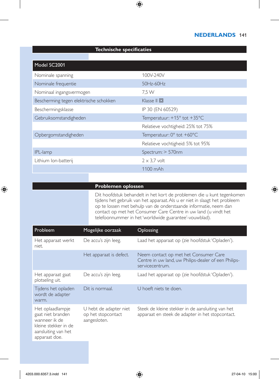 Philips Lumea Sistema de eliminación de vello IPL User Manual | Page 141 / 170