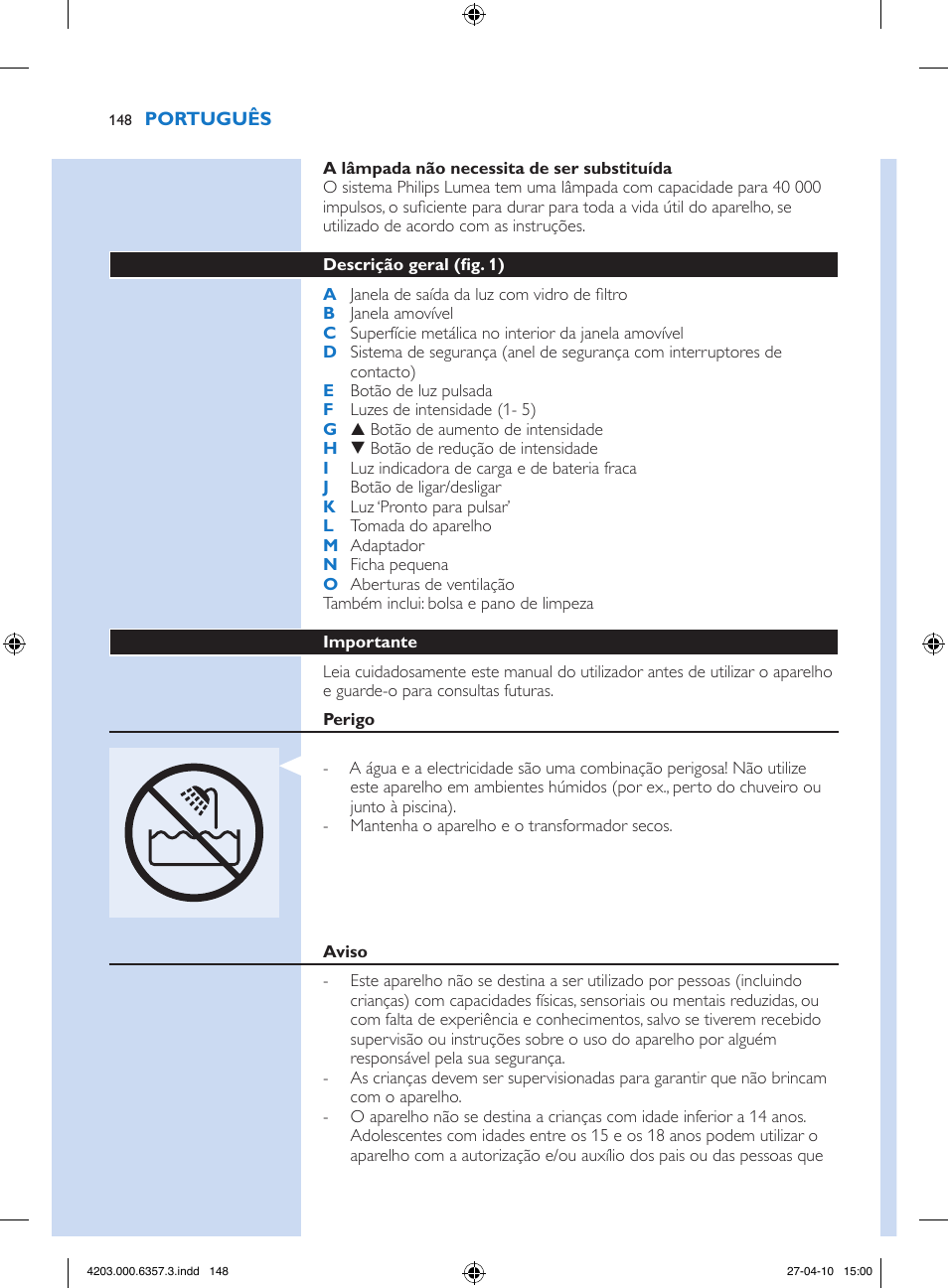 Philips Lumea Sistema de eliminación de vello IPL User Manual | Page 148 / 170