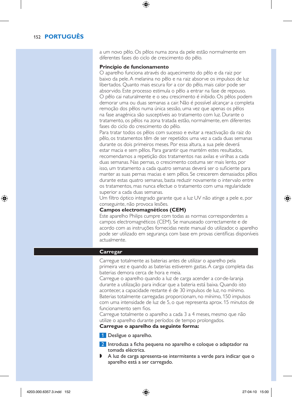 Philips Lumea Sistema de eliminación de vello IPL User Manual | Page 152 / 170