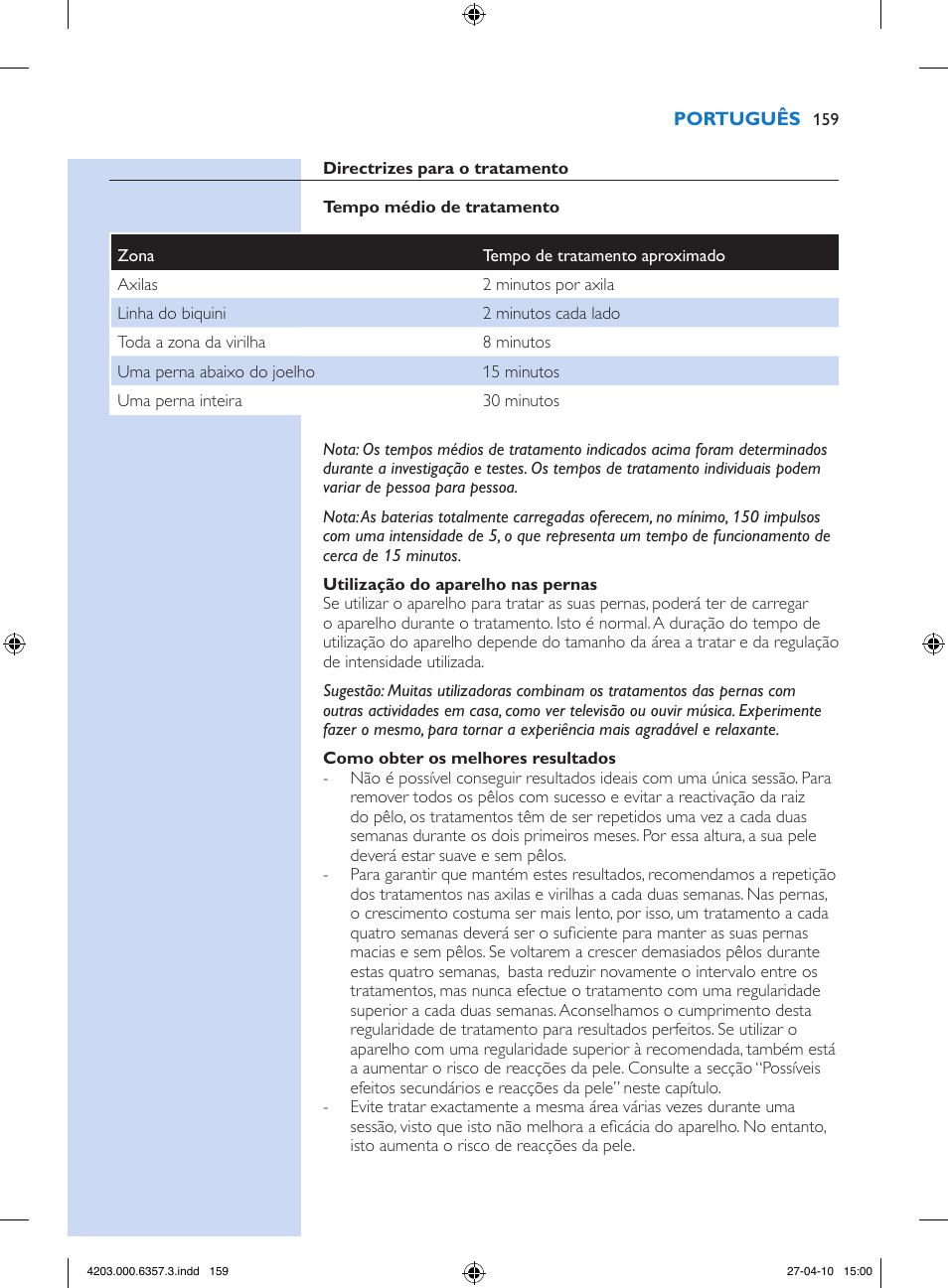 Philips Lumea Sistema de eliminación de vello IPL User Manual | Page 159 / 170