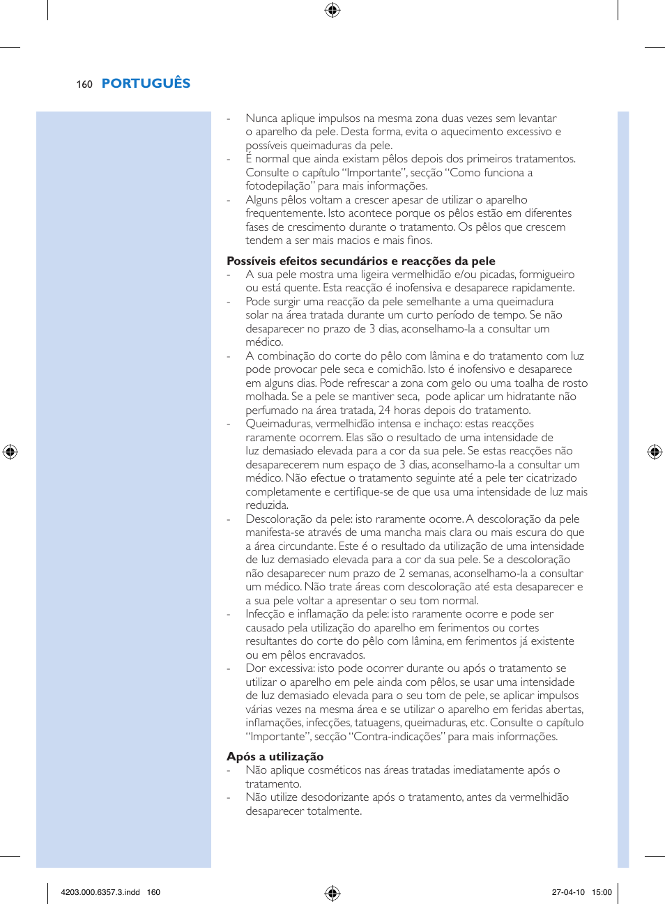 Philips Lumea Sistema de eliminación de vello IPL User Manual | Page 160 / 170