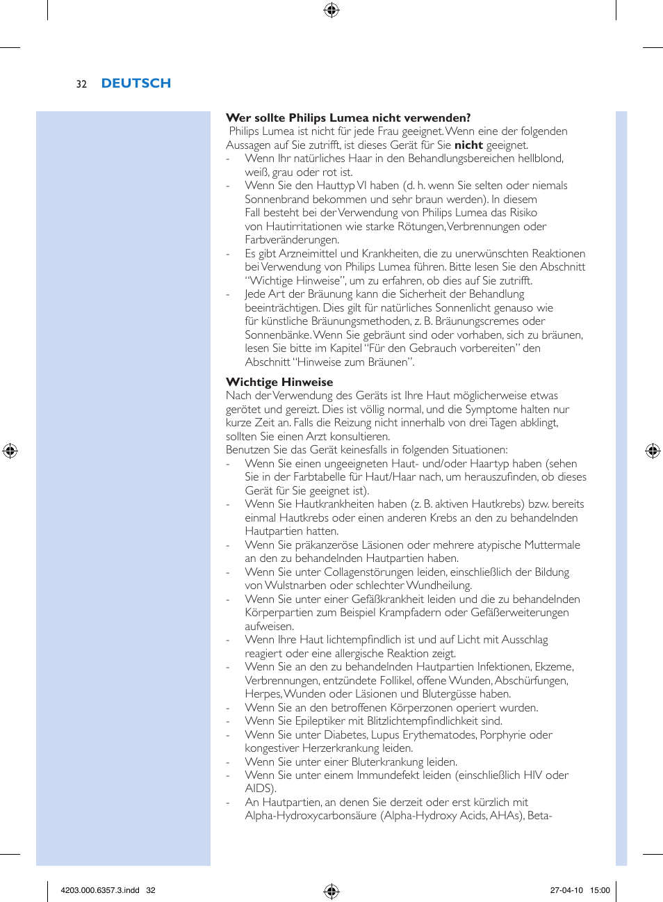 Philips Lumea Sistema de eliminación de vello IPL User Manual | Page 32 / 170