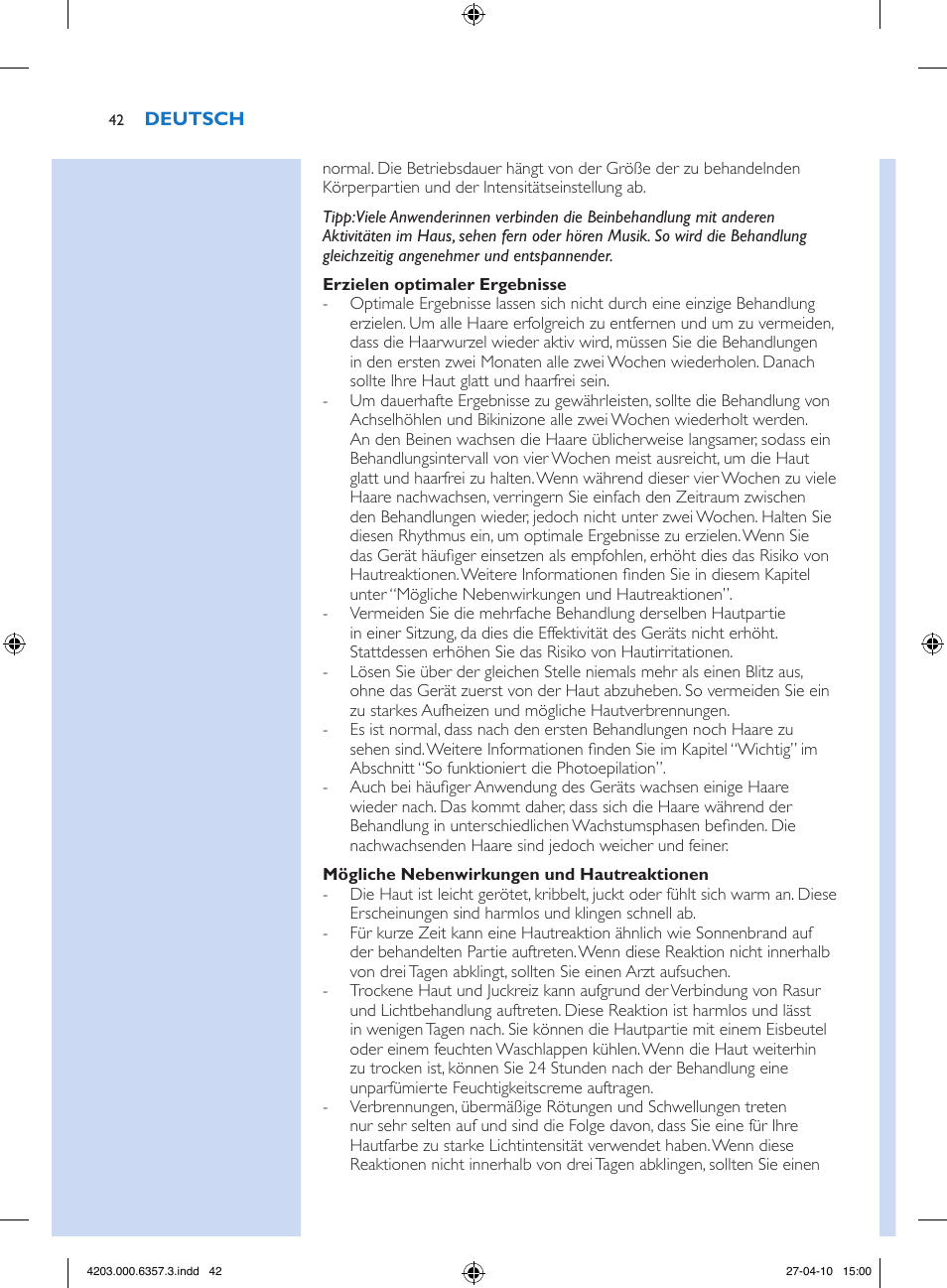 Philips Lumea Sistema de eliminación de vello IPL User Manual | Page 42 / 170