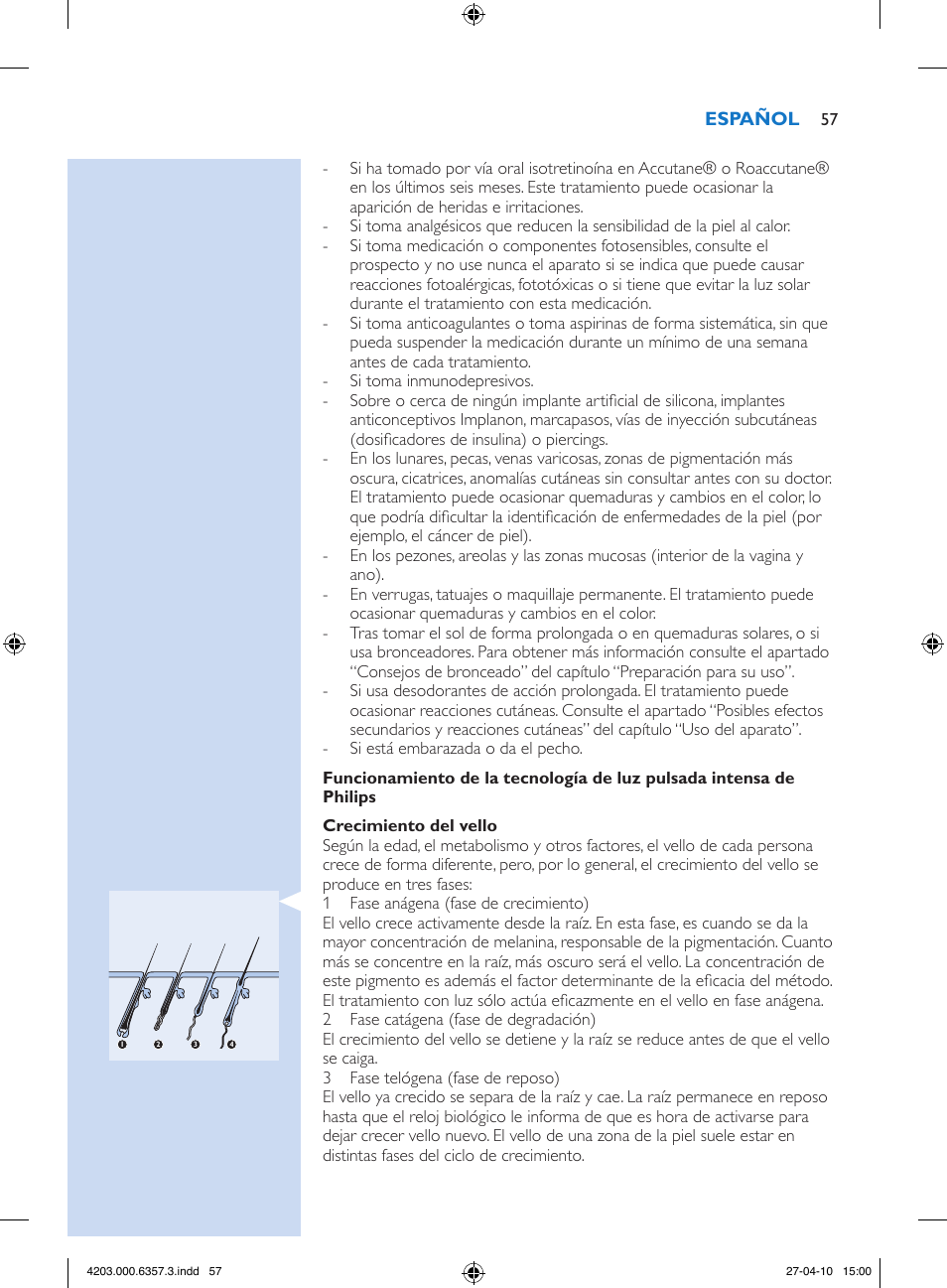 Philips Lumea Sistema de eliminación de vello IPL User Manual | Page 57 / 170