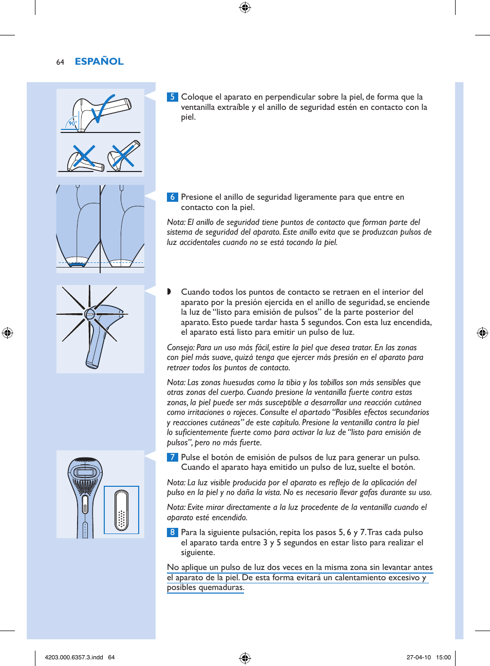 Philips Lumea Sistema de eliminación de vello IPL User Manual | Page 64 / 170