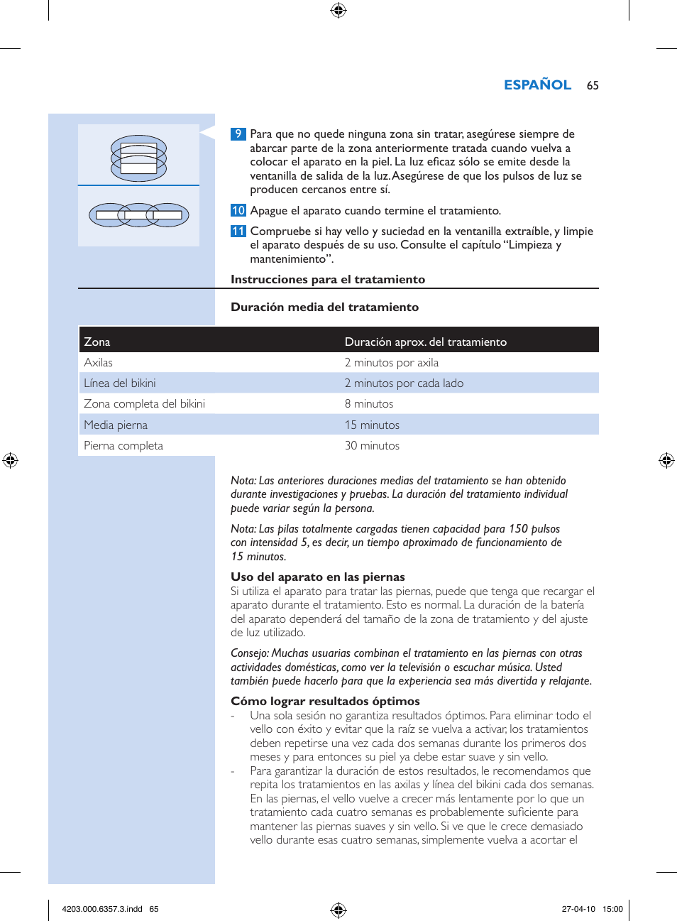 Philips Lumea Sistema de eliminación de vello IPL User Manual | Page 65 / 170