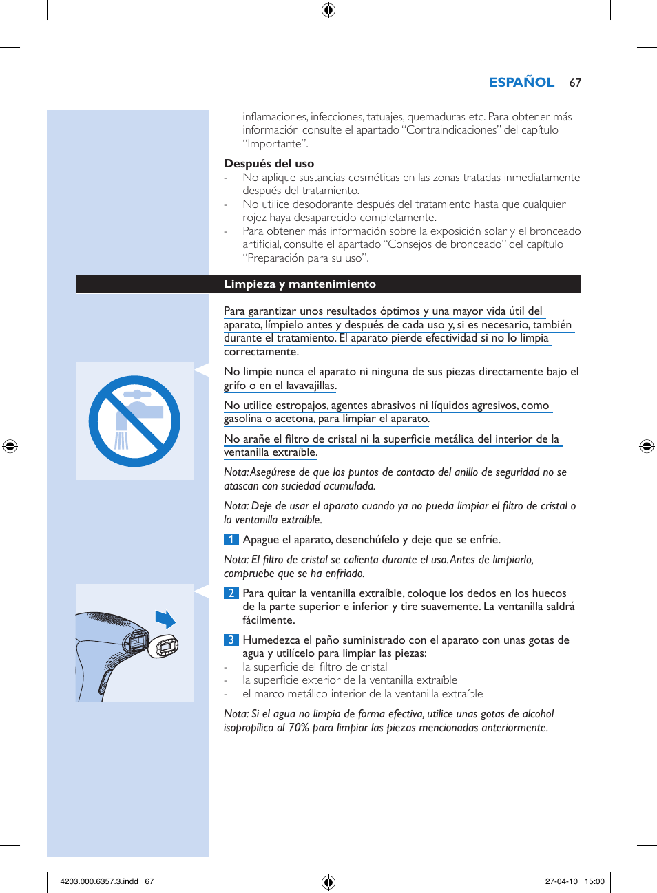 Philips Lumea Sistema de eliminación de vello IPL User Manual | Page 67 / 170