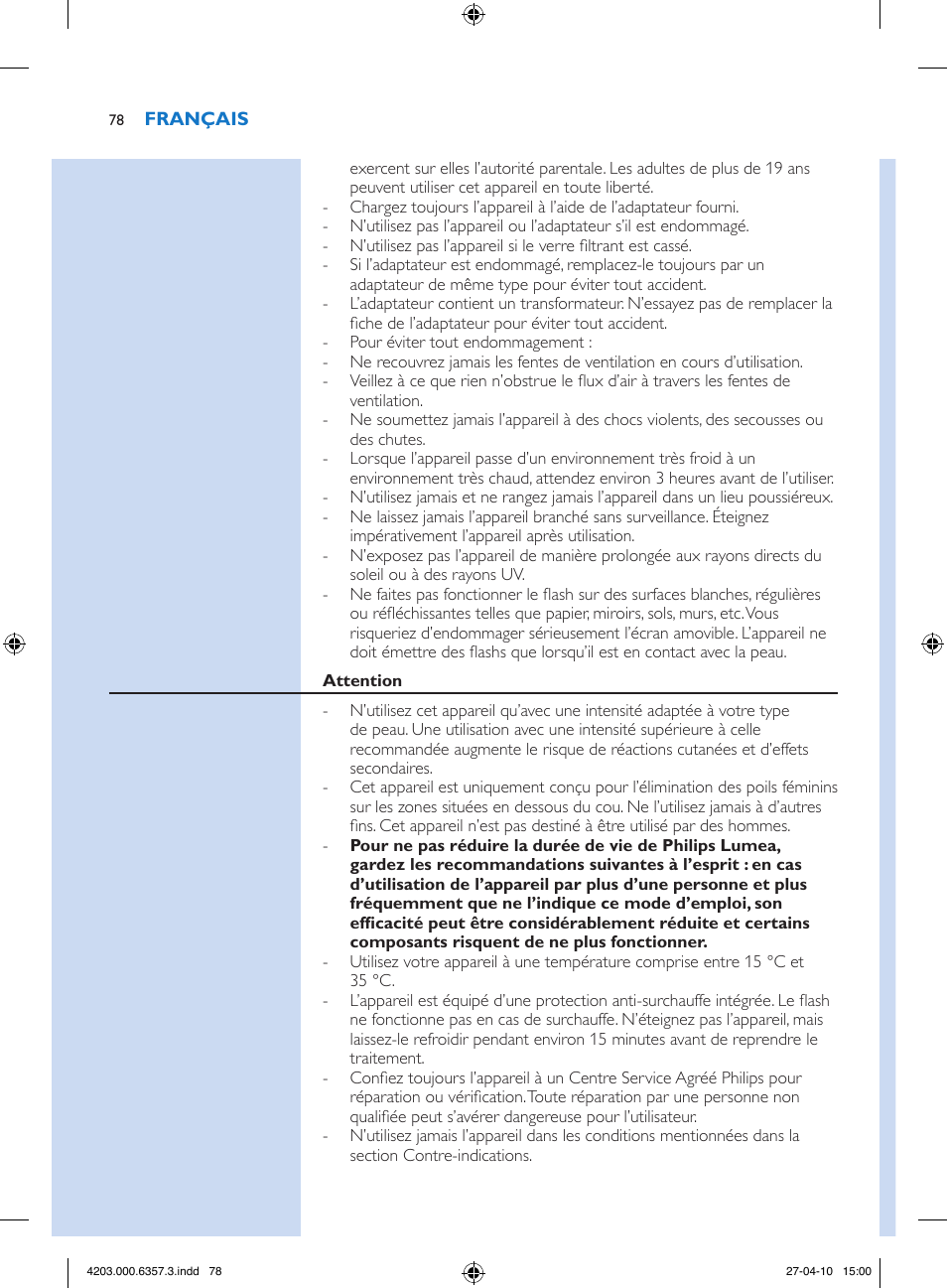 Philips Lumea Sistema de eliminación de vello IPL User Manual | Page 78 / 170