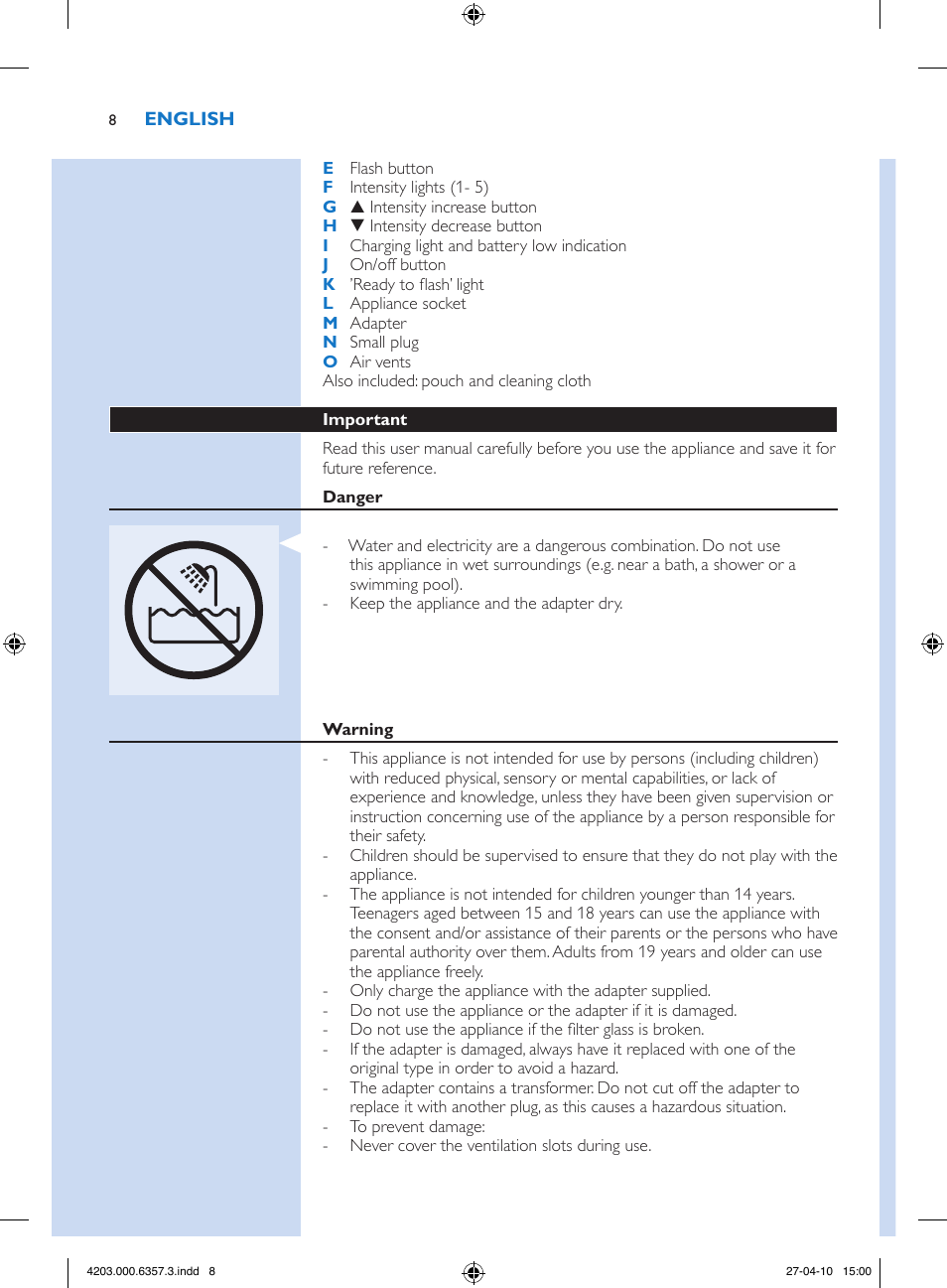 Philips Lumea Sistema de eliminación de vello IPL User Manual | Page 8 / 170