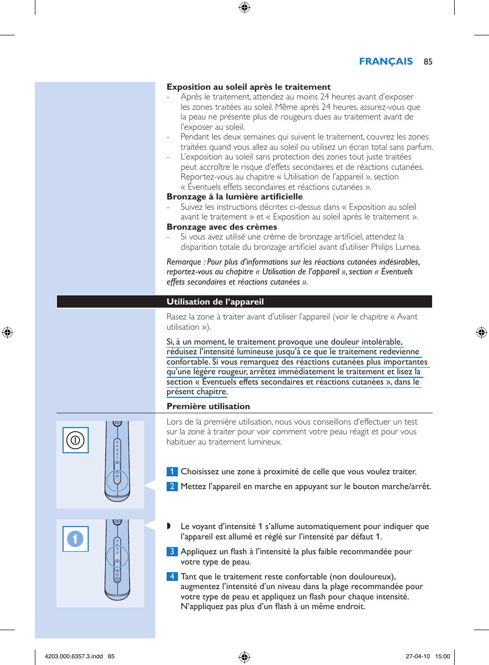 Philips Lumea Sistema de eliminación de vello IPL User Manual | Page 85 / 170