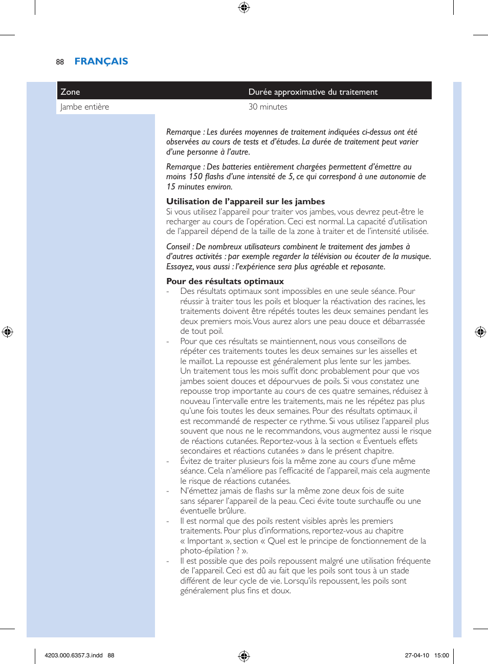 Philips Lumea Sistema de eliminación de vello IPL User Manual | Page 88 / 170