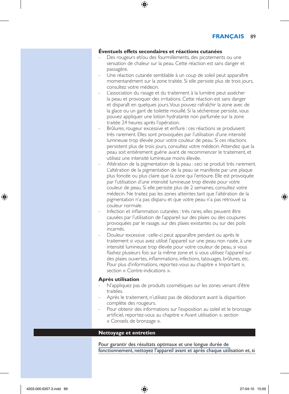 Philips Lumea Sistema de eliminación de vello IPL User Manual | Page 89 / 170