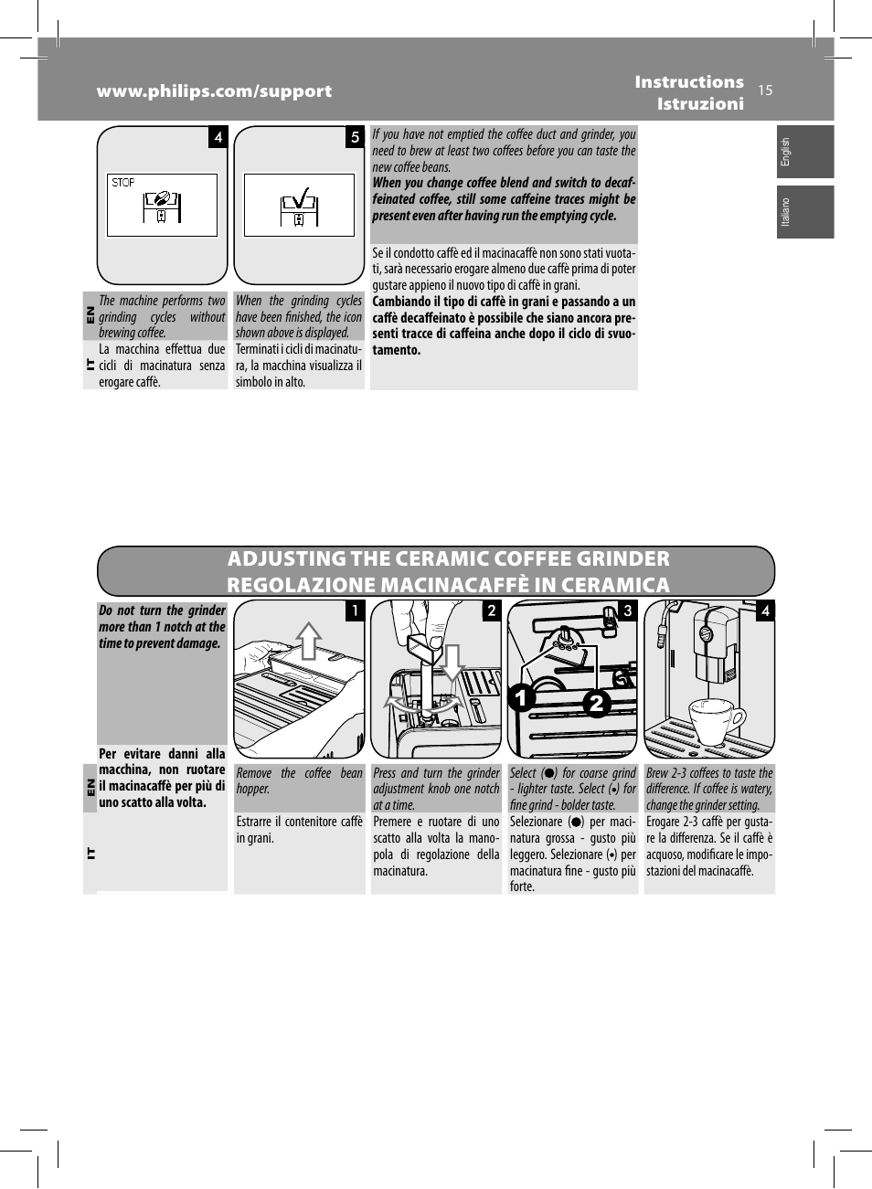 Philips Saeco Moltio Cafetera expreso súper automática User Manual | Page 15 / 72