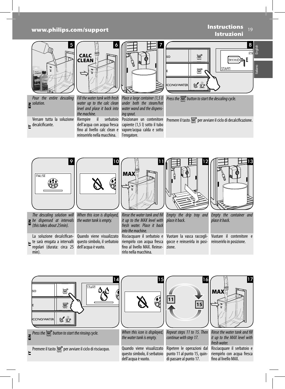 Philips Saeco Moltio Cafetera expreso súper automática User Manual | Page 19 / 72